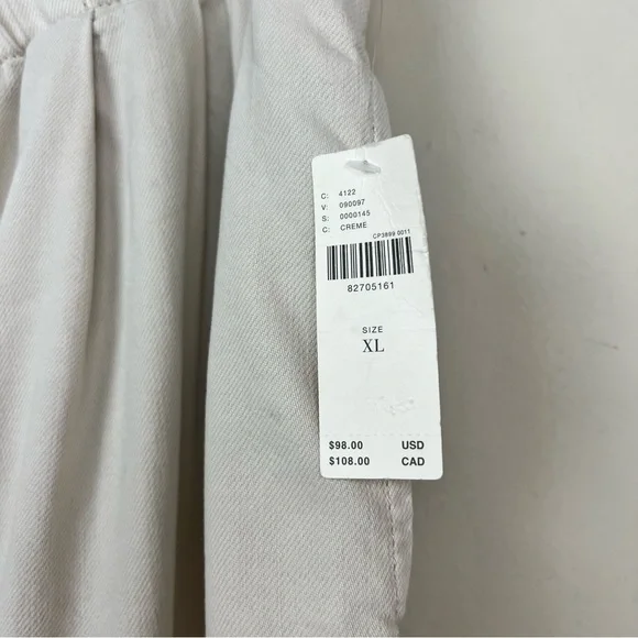 Anthropologie Pilcro High-Rise Cropped Wide Leg Paperbag Jeans Cream XL - Picture 5 of 11